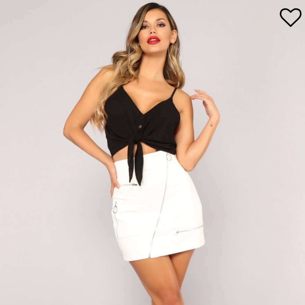 Fashion Nova White Leather Mini Skirt XL